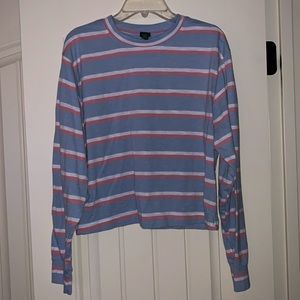 Wild Fable crop long sleeve, pink blue and white